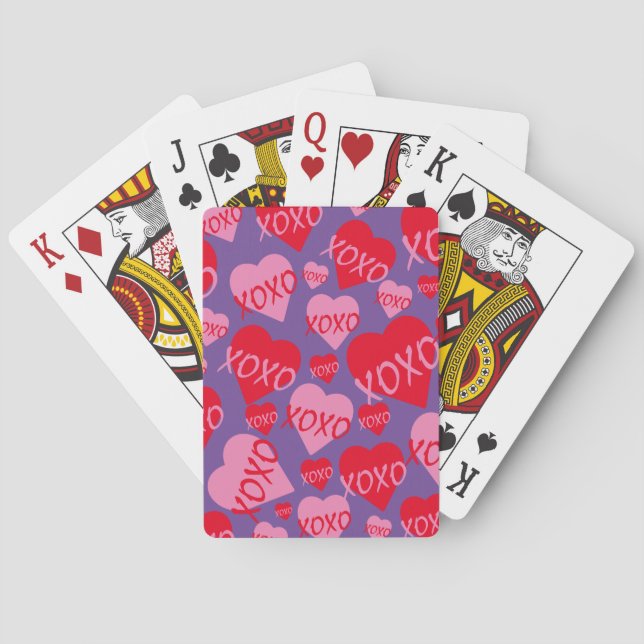 XOXO Valentine Rosa Red Heart Mönster Lila Casinokort (Baksidan)