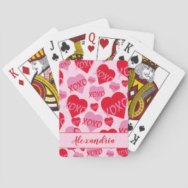 XOXO Valentine Rosa Red Heart Mönster Rosa Casinokort