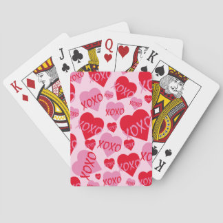 XOXO Valentine Rosa Red Heart Mönster Rosa Casinokort
