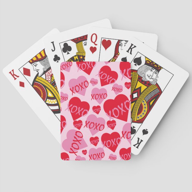 XOXO Valentine Rosa Red Heart Mönster Rosa Casinokort (Baksidan)