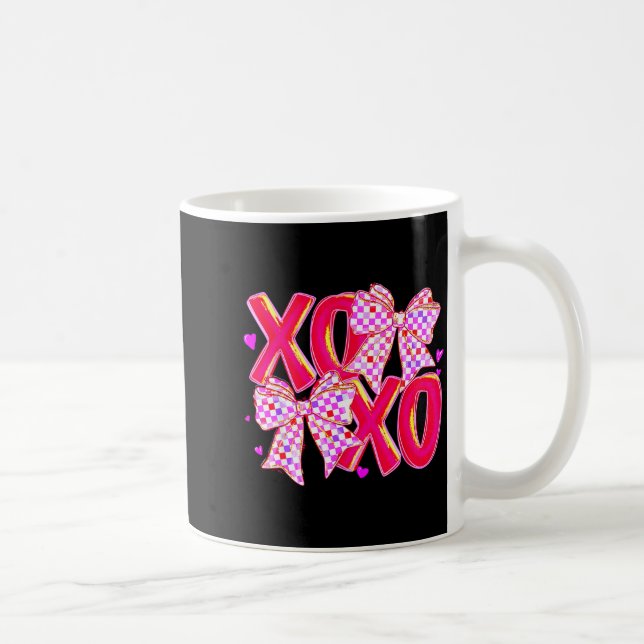 Xoxo Valentines Day Love Funny Coquette Bow Checke Kaffemugg (Höger)