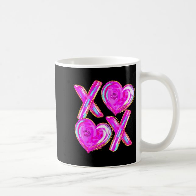 Xoxo Valentines Day Love Funny Coquette Bow Checke Kaffemugg (Höger)