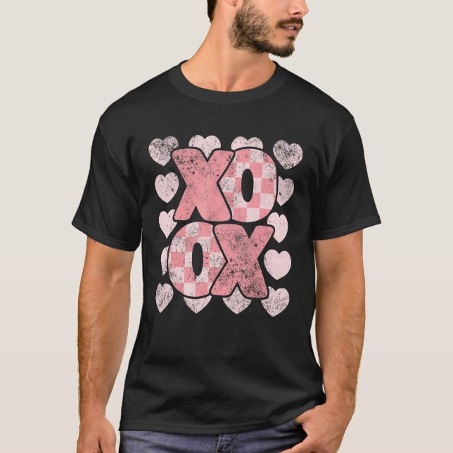 XOXO Valentine's Day Retro Groovy Love Valentine H T Shirt (Framsida)