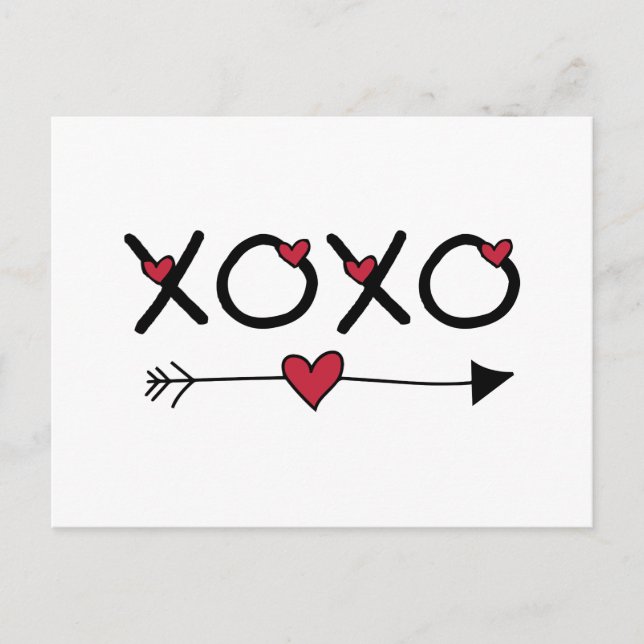 XOXO-valentines Helg Vykort (Framsida)