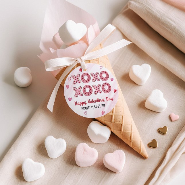 XOXO-Valentineser - Märkre för Red & Rosa Hearts Gåvor Etiketter (Skapare uppladdad)