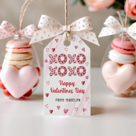 XOXO-Valentineser - Märkre för Red & Rosa Hearts Presentetikett