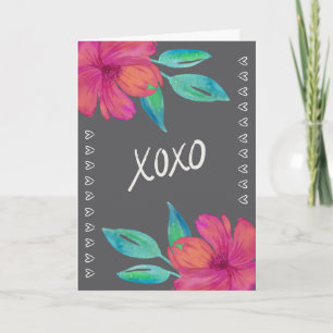 XOXO Vattenfärg Blommor Alla Hjärtans Dag Kort