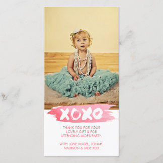 XOXO-vattenfärgen kysser kortet för kramtackfotoet Tack Kort