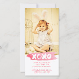 XOXO-vattenfärgen kysser kortet för kramtackfotoet Tack Kort
