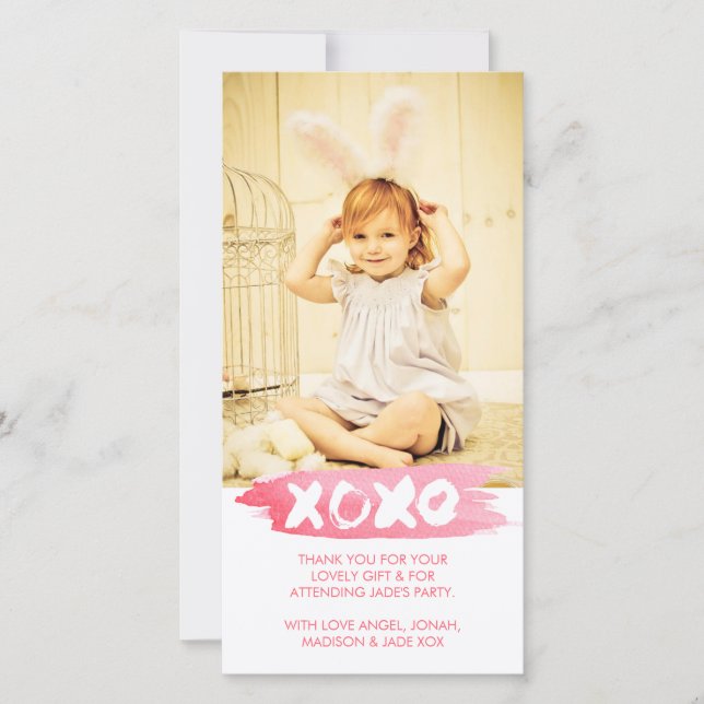 XOXO-vattenfärgen kysser kortet för kramtackfotoet Tack Kort (Framsida)