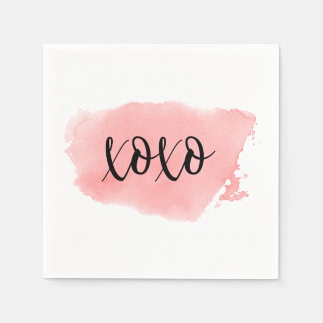 XOXO Watercolor Cocktail Napkin Pappersservett (Framsidan)