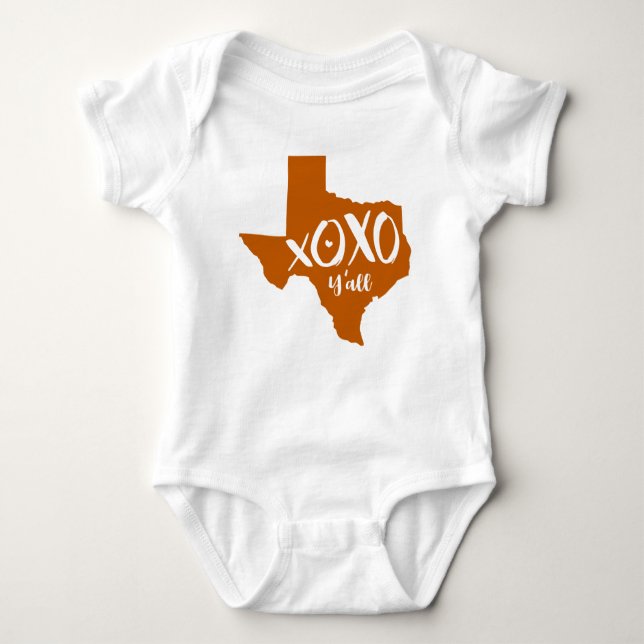 XOXO, Y-all - Brinnad Orange Texas-statsform T Shirt (Framsida)