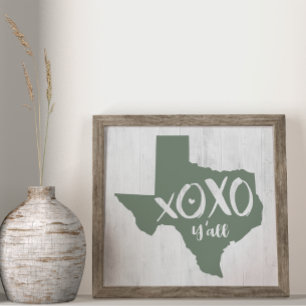 XOXO, Y - Cactus Grönt Texas State Shape Poster