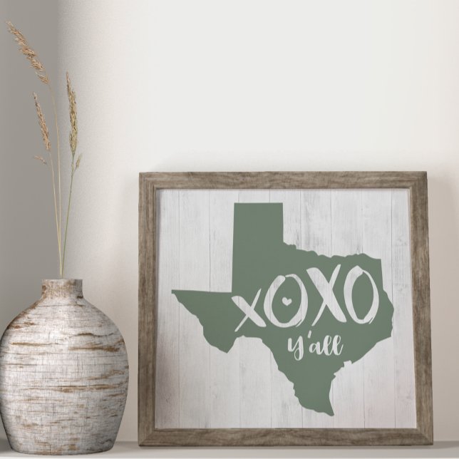 XOXO, Y - Cactus Grönt Texas State Shape Poster (Skapare uppladdad)