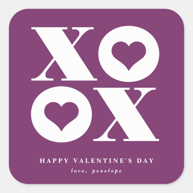 xoxokvadratvalentins dagsmärke fyrkantigt klistermärke (Framsida)