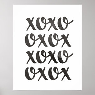 xoxosvart och vit typografi poster utskrift