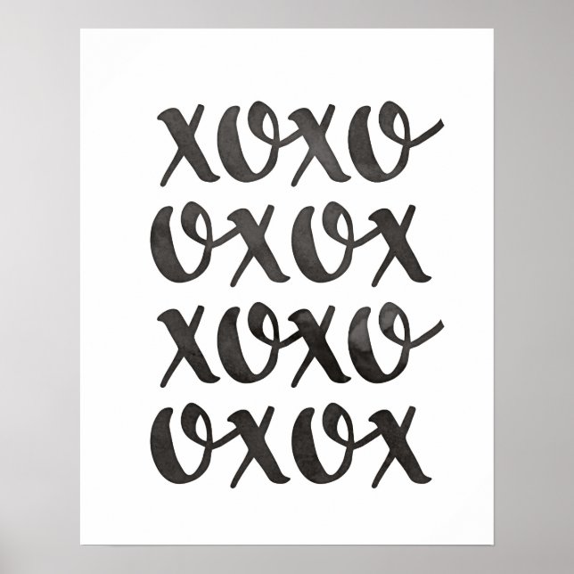 xoxosvart och vit typografi poster utskrift (Framsidan)