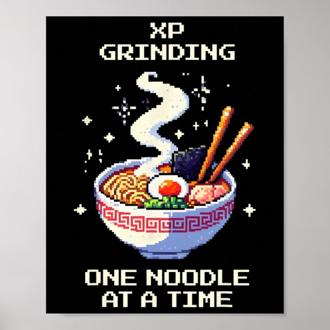 Xp Slipning Ramen Nudlar Pixel Konst Retro Speland Poster (Framsidan)