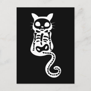 Xray Cat Kitten Skeleton Halloween Vykort