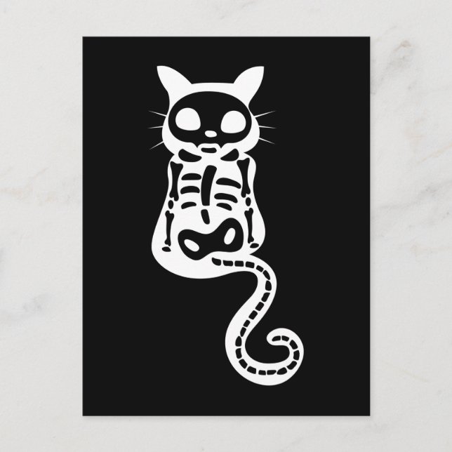 Xray Cat Kitten Skeleton Halloween Vykort (Framsida)