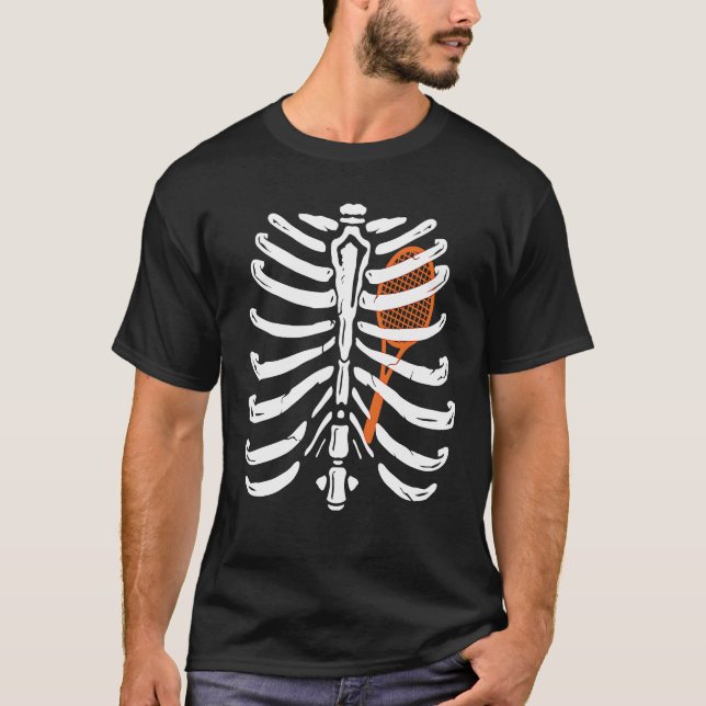 Xray Skeleton Rib Cage Tennis   Halloween Costume T Shirt (Framsida)