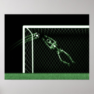 XRAY SKELETON SOCCER GOALIE GRÖNT POSTER