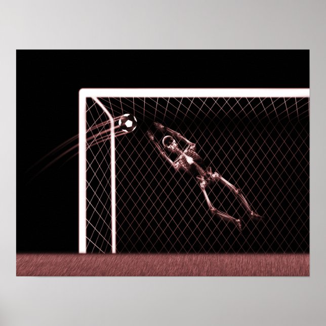 XRAY SKELETON SOCCER GOALIE RED POSTER (Framsidan)