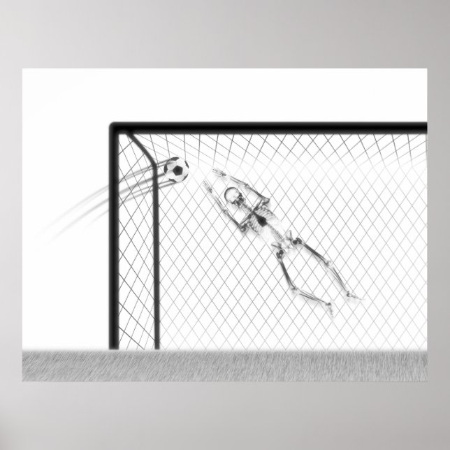 XRAY SKELETON SOCCER GOALIE WHITE BLACK POSTER (Framsidan)