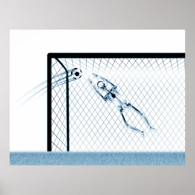 XRAY SKELETON SOCCER GOALIE WHT BLUE POSTER (Framsidan)