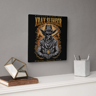 XRay Slinger Skeleton Cowboy Fyrkantig Klocka
