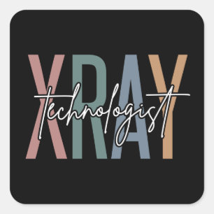 Xray Tech X-ray-teknikern - flerfärgade presenter Fyrkantigt Klistermärke