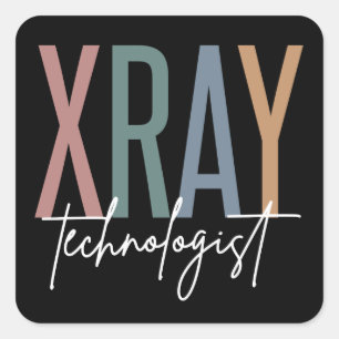 Xray Tech X-ray-teknikern - flerfärgade presenter Fyrkantigt Klistermärke