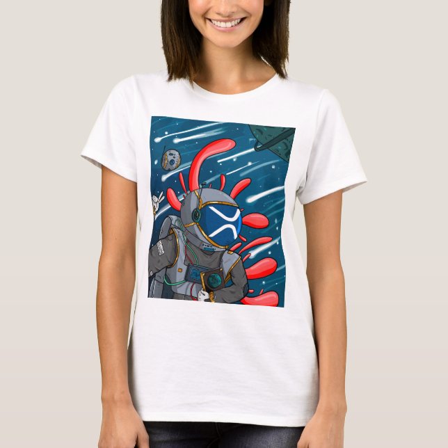 XRP Astronaut TILL MÅNE - XRP-kryptovaluta T Shirt (Framsida)