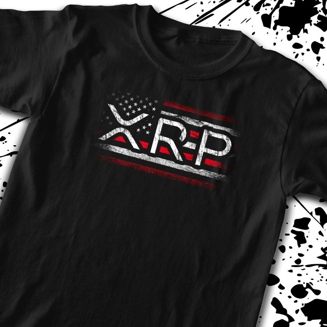XRP Crypto Currency Cryptocurrency American Flagga T Shirt (Skapare uppladdad)