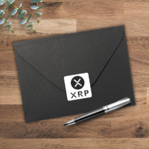 XRP Crypto Currentcy Black and White Fyrkantigt Klistermärke