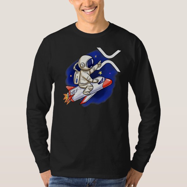 Xrp Crypto Måne Man Cute Rocket Cryptocurrency T Shirt (Framsida)