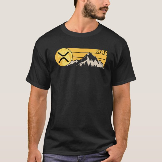 XRP Krypto Måne Berg XRP Kryptovaluta Mynt T Shirt (Framsida)