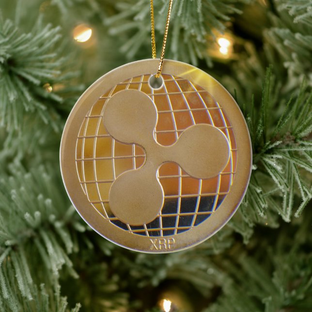 XRP Ripple Guld RoundOrnament Julgransprydnad Keramik (Träd)