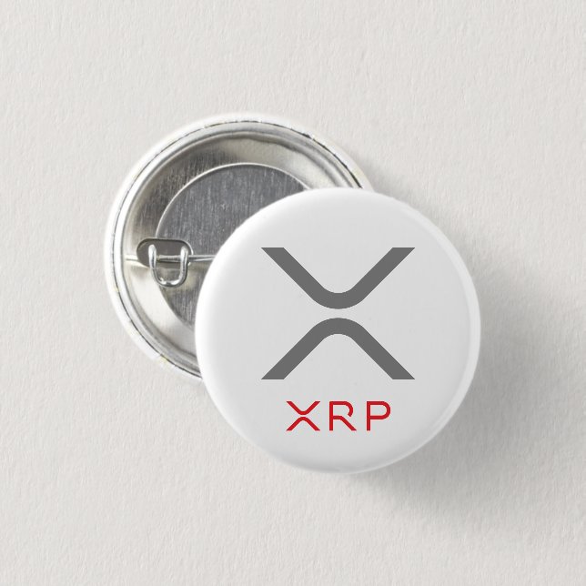 XRP skvalpar grått, & röd logotyp | knäppas Knapp (Framsida & baksida)