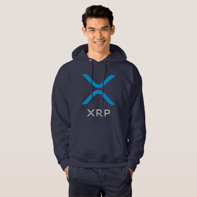XRP skvalpar hoodien för blått- & vitlogotyp | Hoodie (Hel framsida)