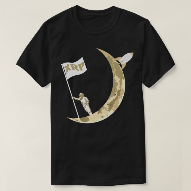 XRP till Måne Kripple XRP Astronaut Crypto T Shirt (Design framsida)