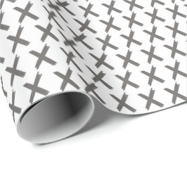 X's Allover - Mörk Grått on White Presentpapper