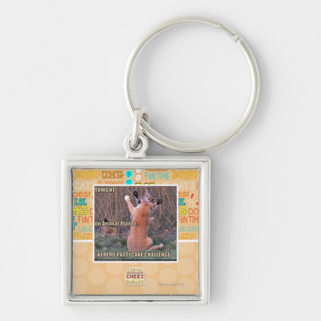 Xtreme PattyCake utmaning Fyrkantig Silverfärgad Nyckelring (Framsidan)