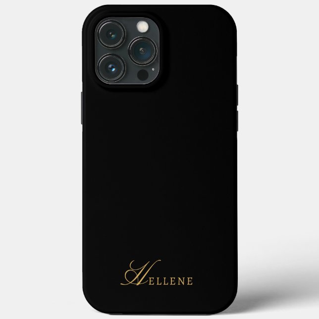 Xury Black & Guld Chic Script Monogram (Baksida)