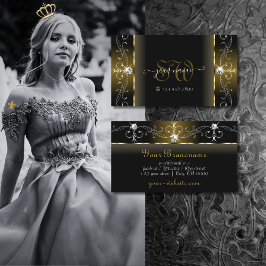 Xury Black och Guld Squiggled Jewels Monogram Visitkort