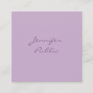 Xury Elegant Calligraphy Script Modern Lila Fyrkantigt Visitkort