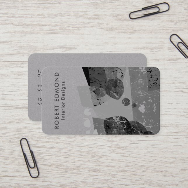 Xury Premium-Grått-konstnärlig unik Abstrakt QR Visitkort (Fram/Back In Situ)