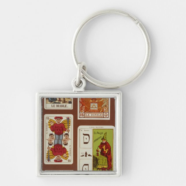 XV djävulen Fyrkantig Silverfärgad Nyckelring (Framsidan)