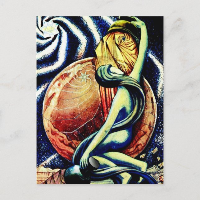 XVII Stjärna-Tarot-postkortet Vykort (Framsida)