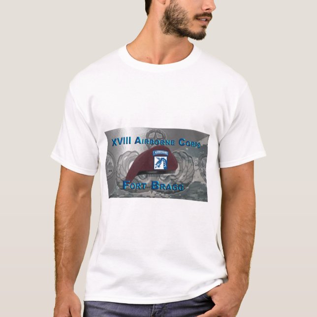 XVIII Airborne Corps - famed Red Beret T Shirt (Framsida)